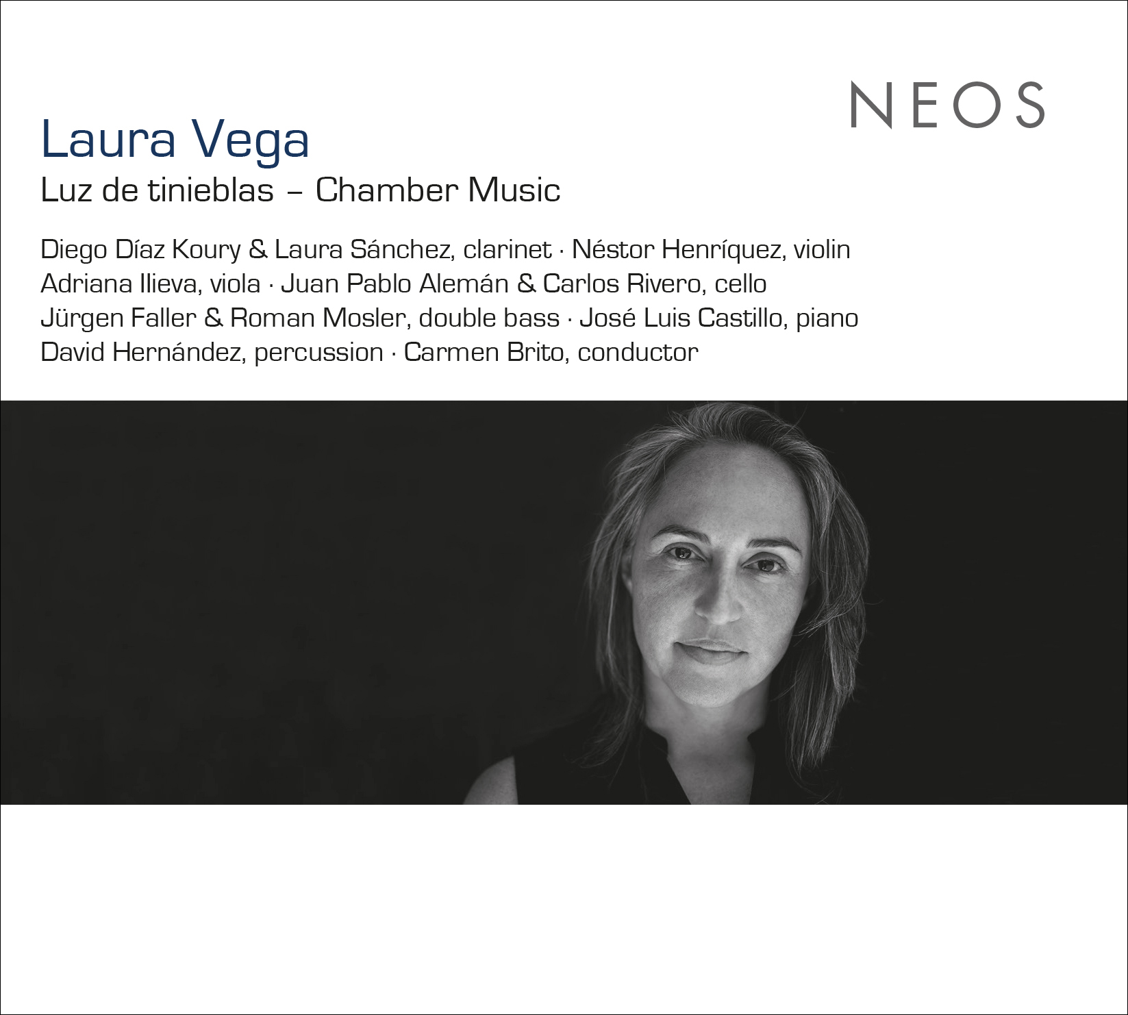 Portada del álbum Luz de tinieblas – Chamber Music de Laura Vega, disco monográfico publicado por NEOS con música de cámara de la compositora canaria.