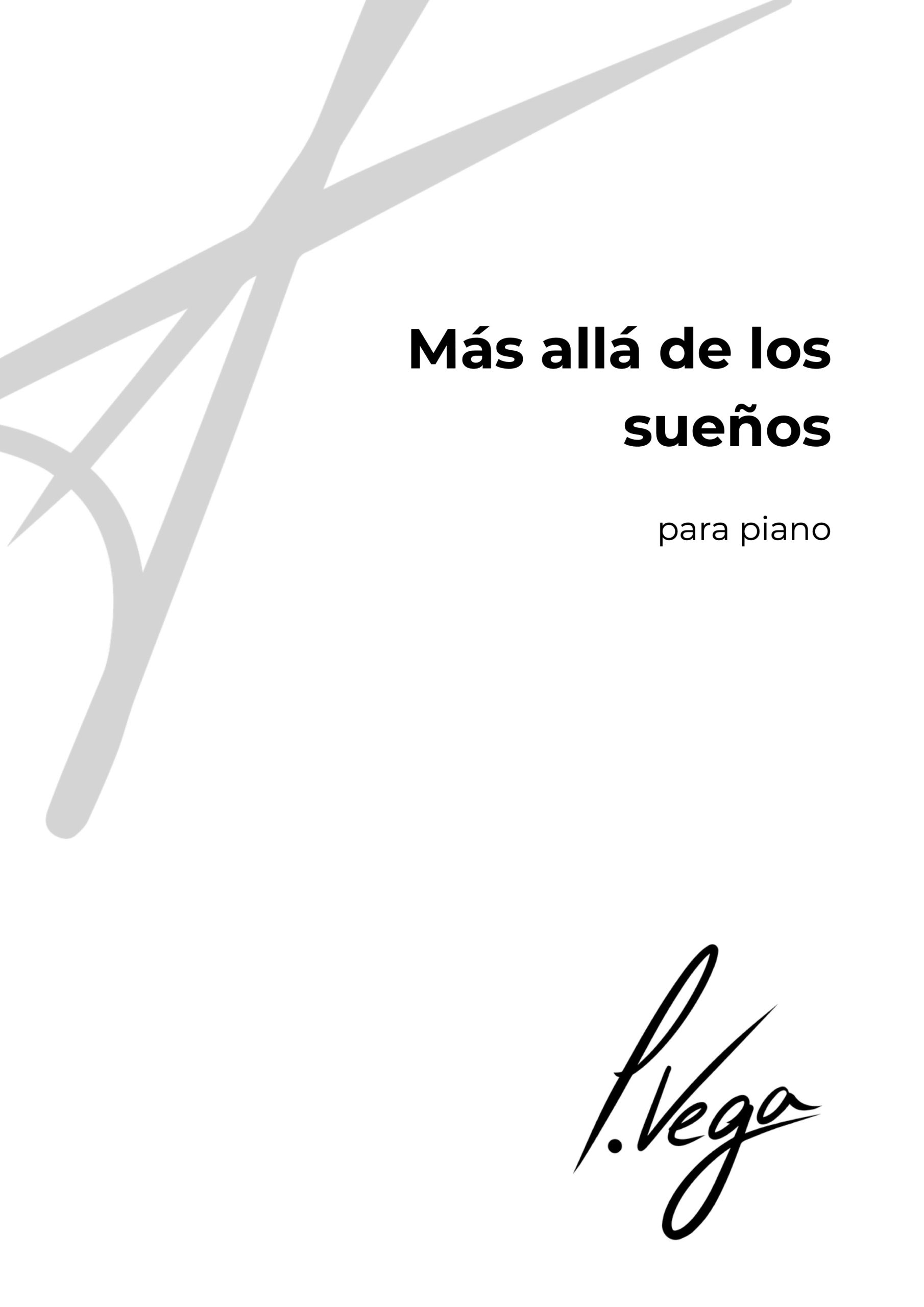 Portada de la partitura Más allá de los sueños para piano de Laura Vega