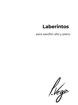 Portada de la partitura Laberintos para saxofón alto y piano de Laura Vega
