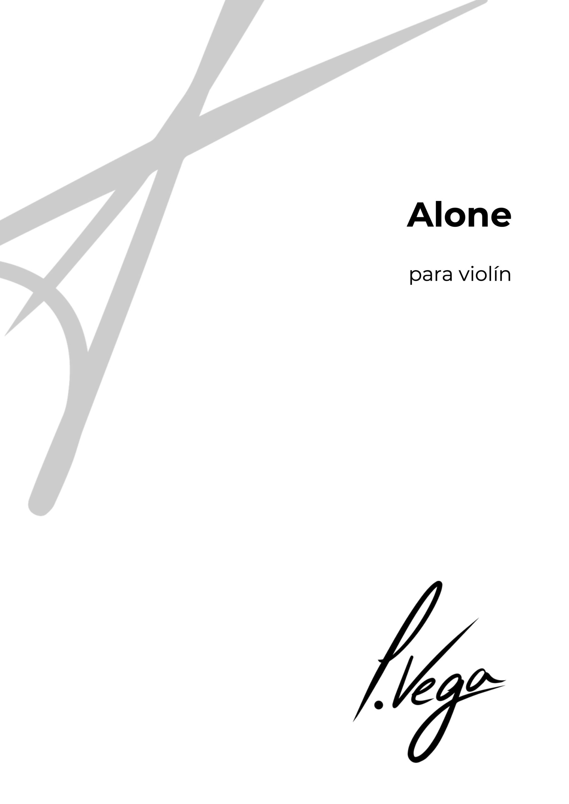 Portada de la partitura Alone para violín solo de Laura Vega