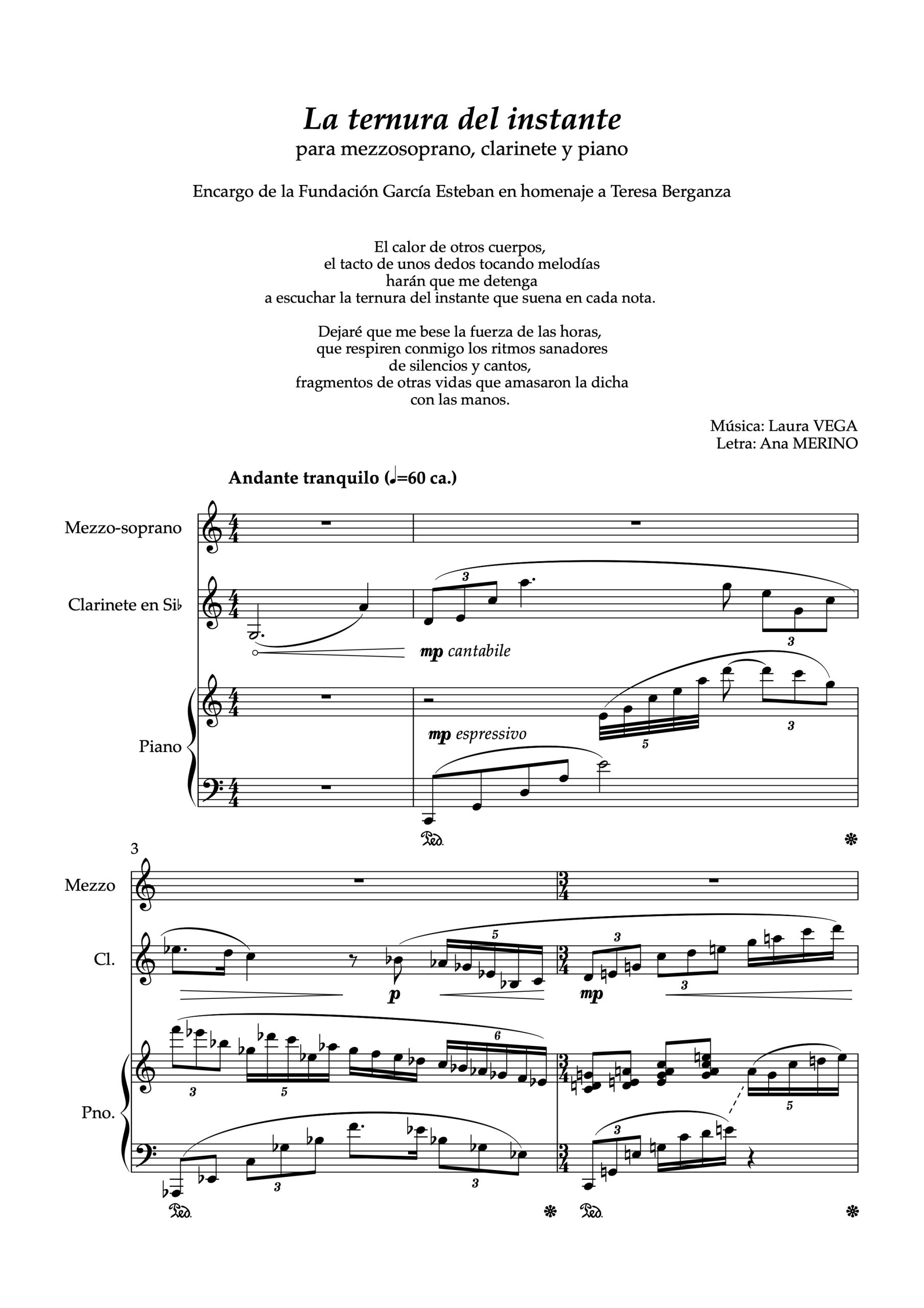 La ternura del instante para mezzosoprano, clarinete y piano - Imagen 2
