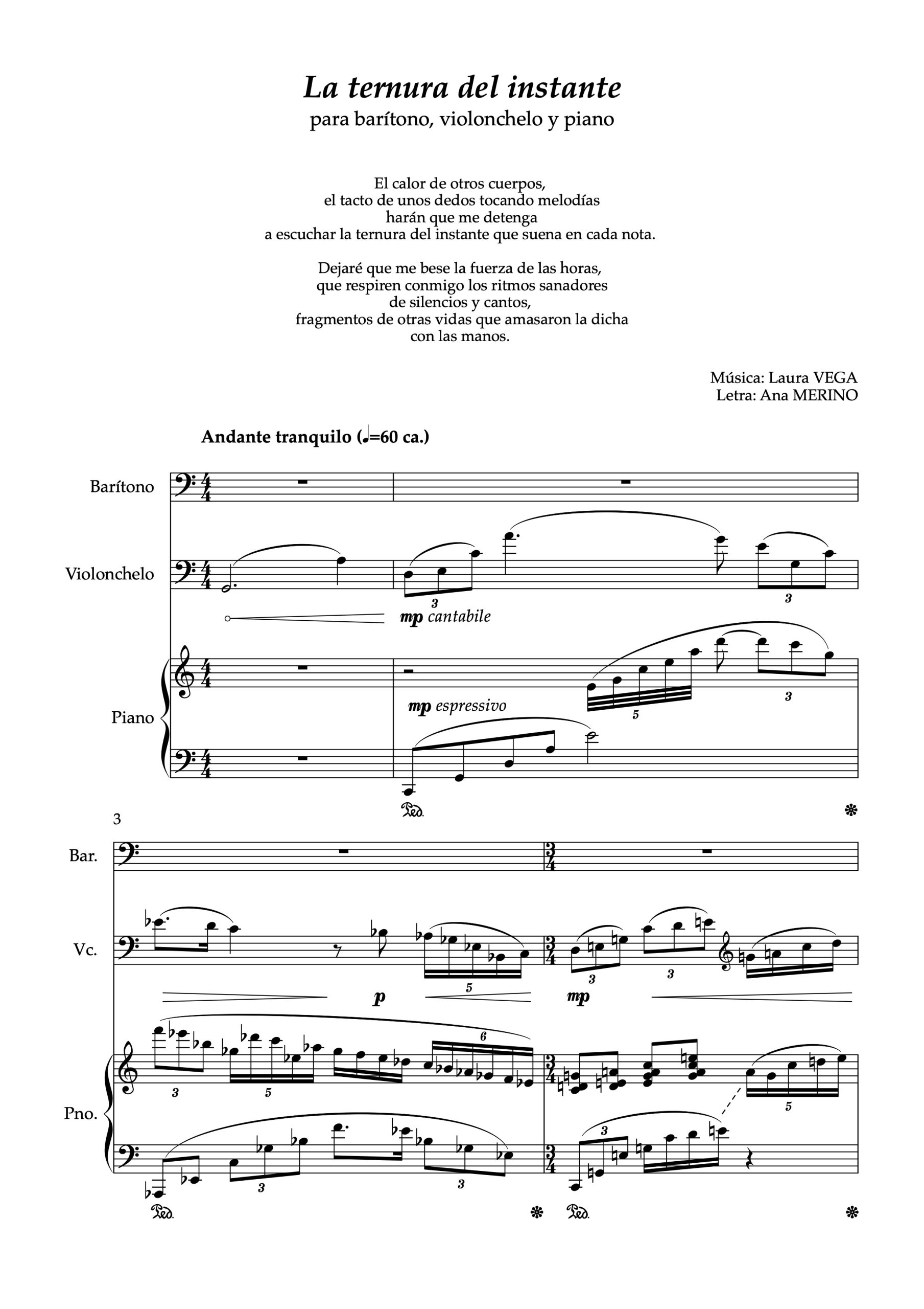 La ternura del instante para barítono, violonchelo y piano - Imagen 2