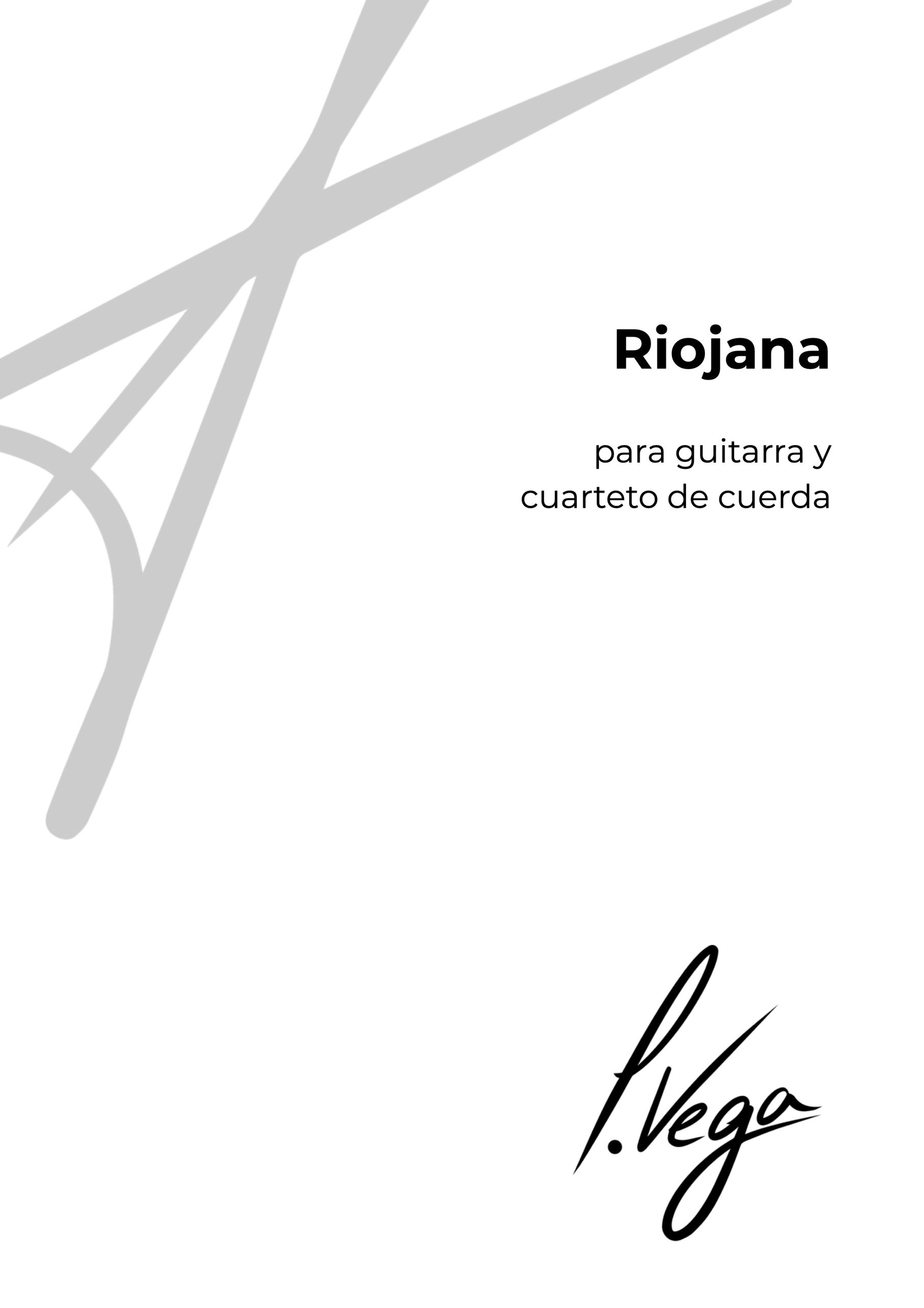 Portada de la partitura Riojana para guitarra y cuarteto de cuerda de Laura Vega