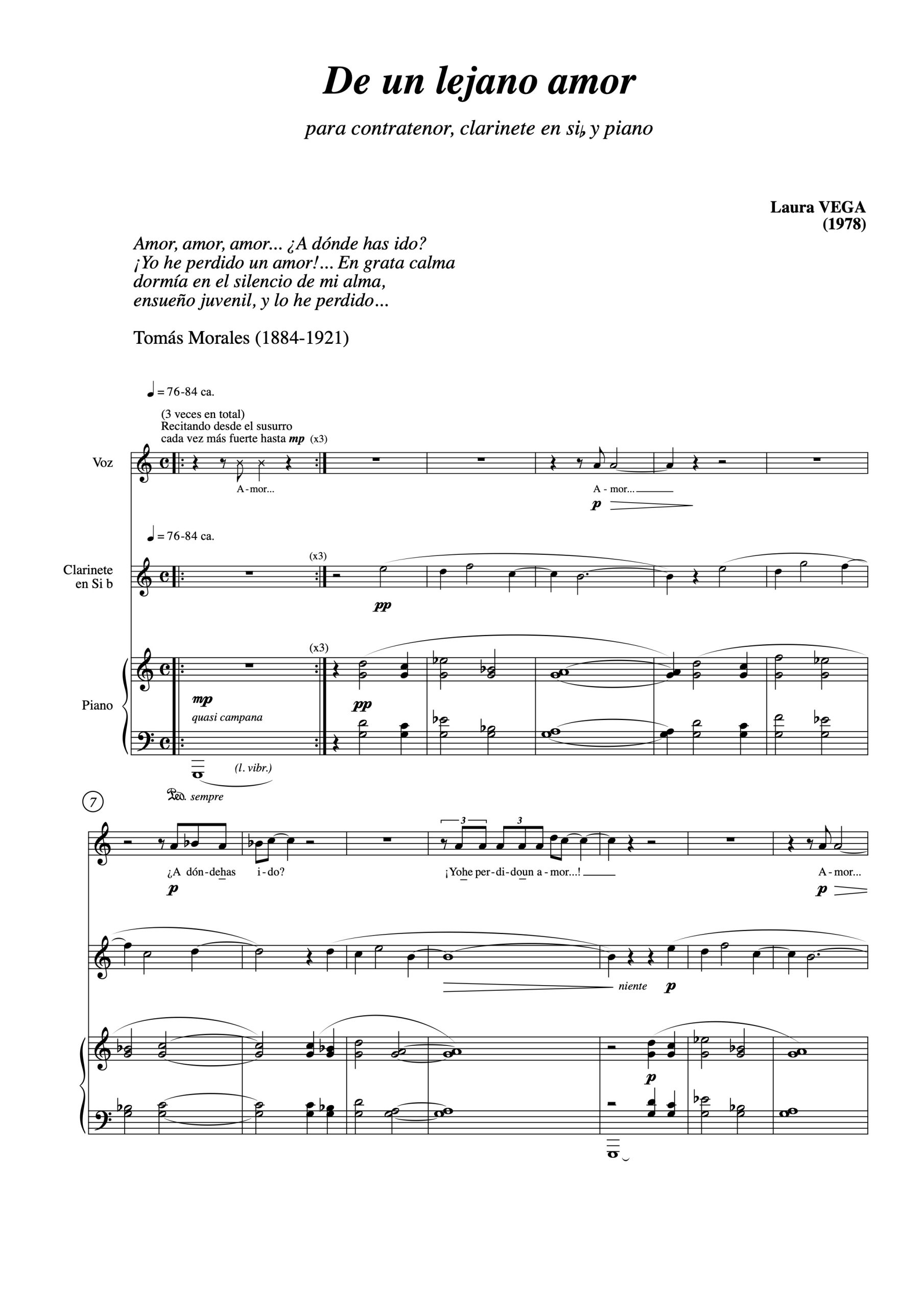 De un lejano amor para contratenor, clarinete y piano - Imagen 2
