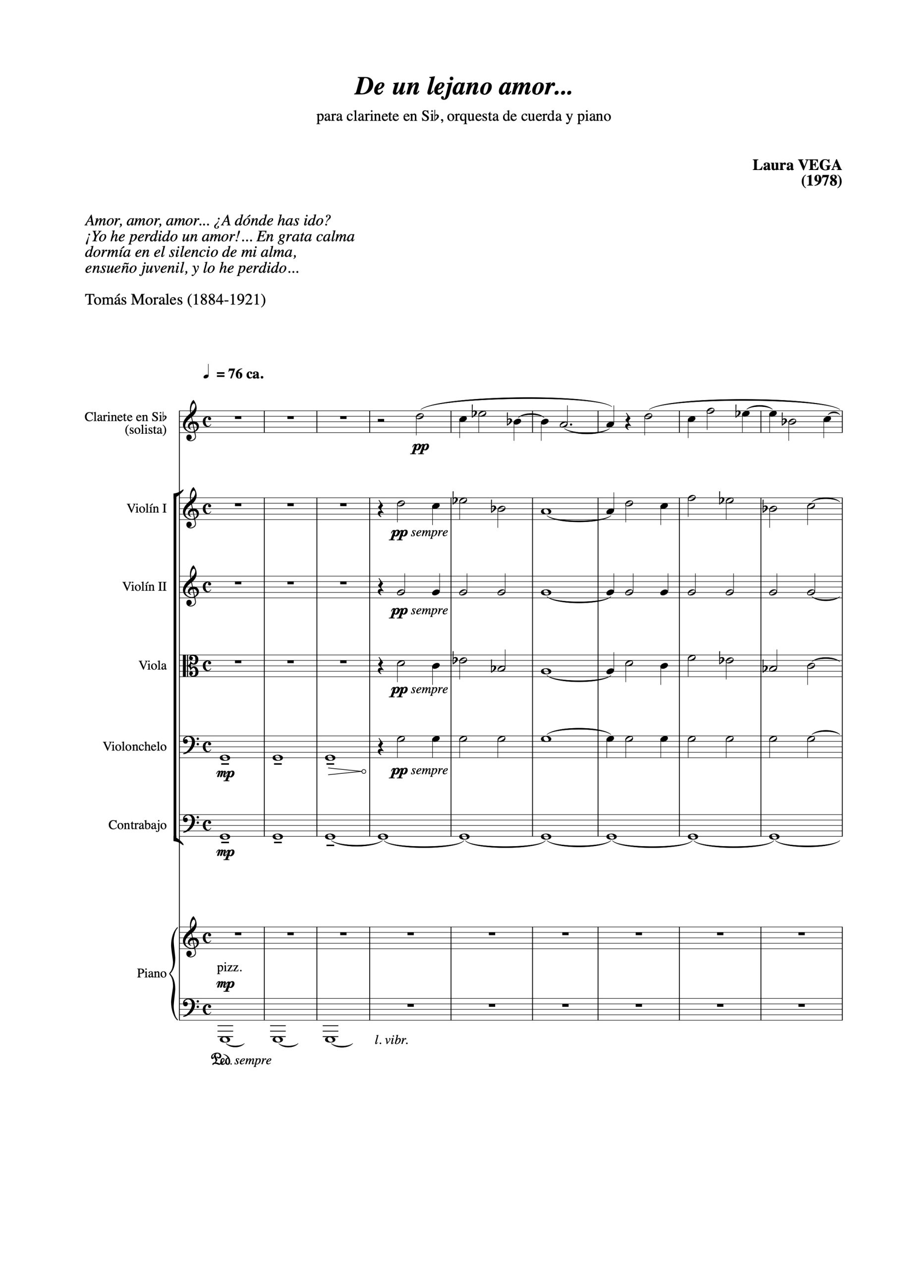 De un lejano amor para clarinete, orquesta de cuerda y piano - Imagen 2