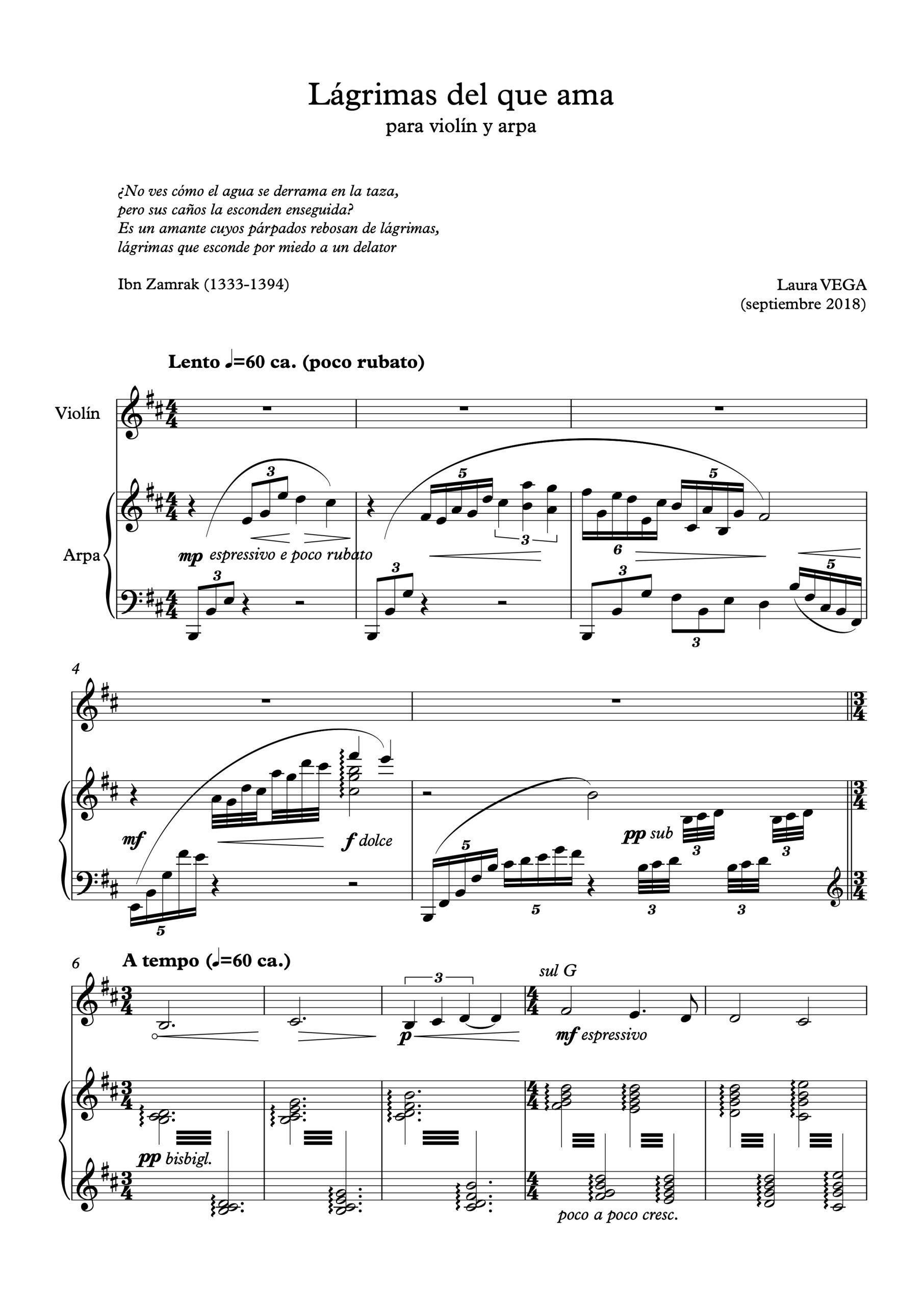 Lágrimas del que ama para violín y arpa - Imagen 2