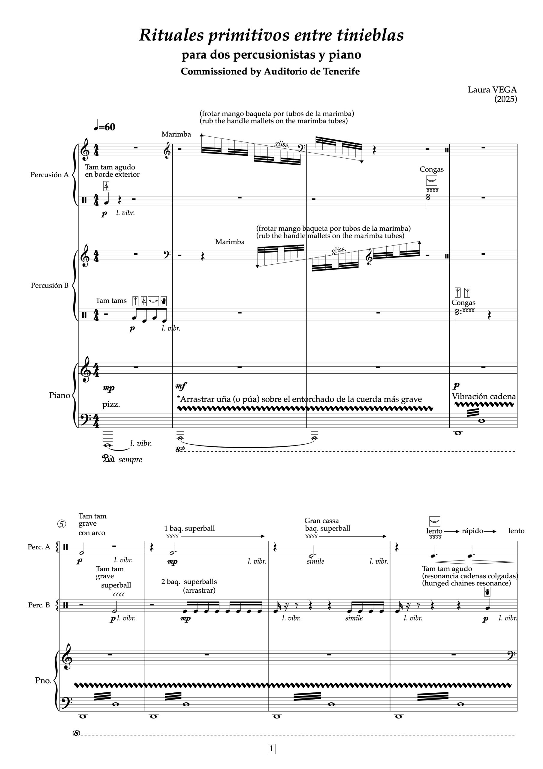 Rituales primitivos entre tinieblas para dos percusionistas y piano - Imagen 2