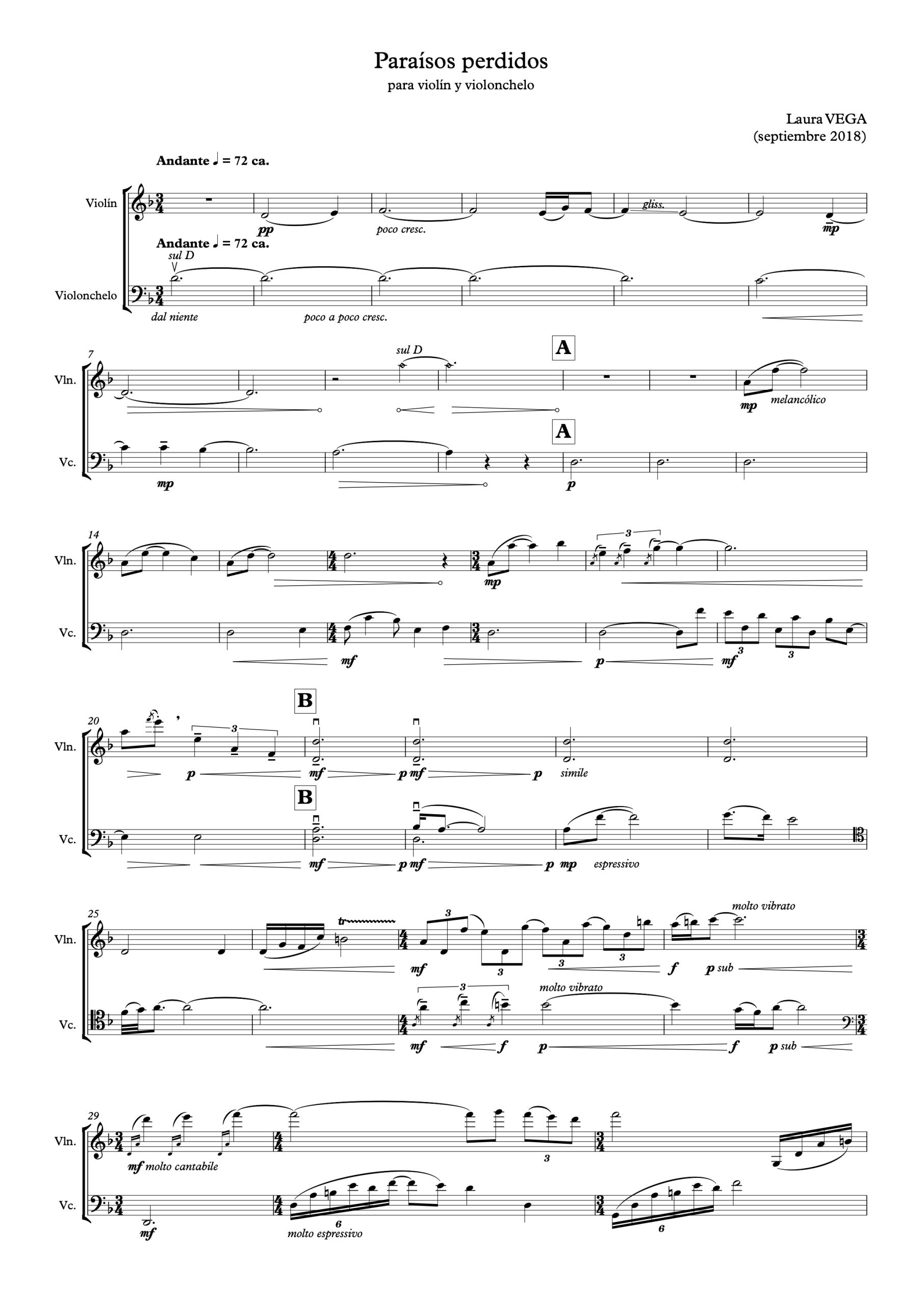 Paraísos perdidos I para violín y violonchelo - Imagen 2