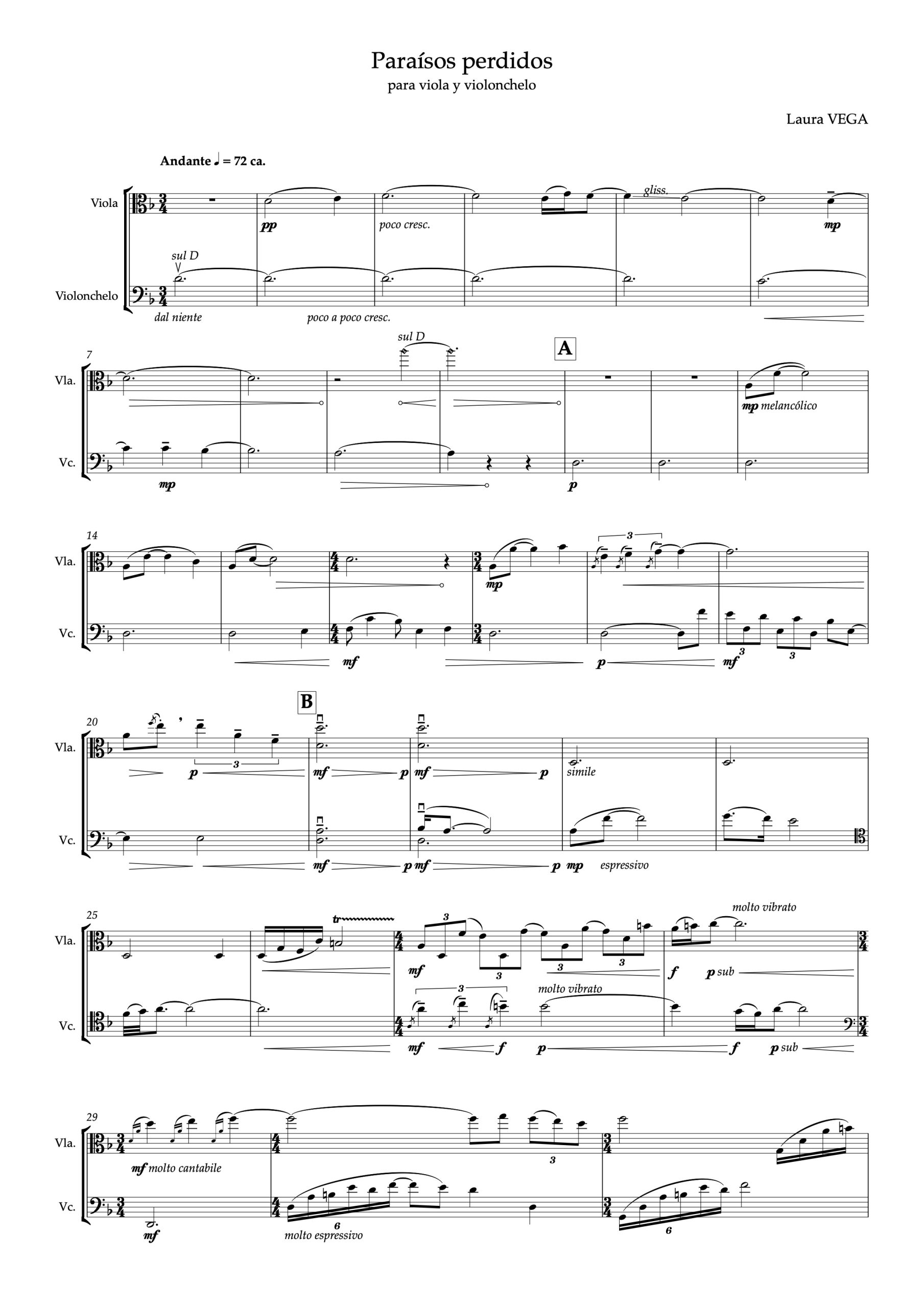 Paraísos perdidos I para viola y violonchelo - Imagen 2