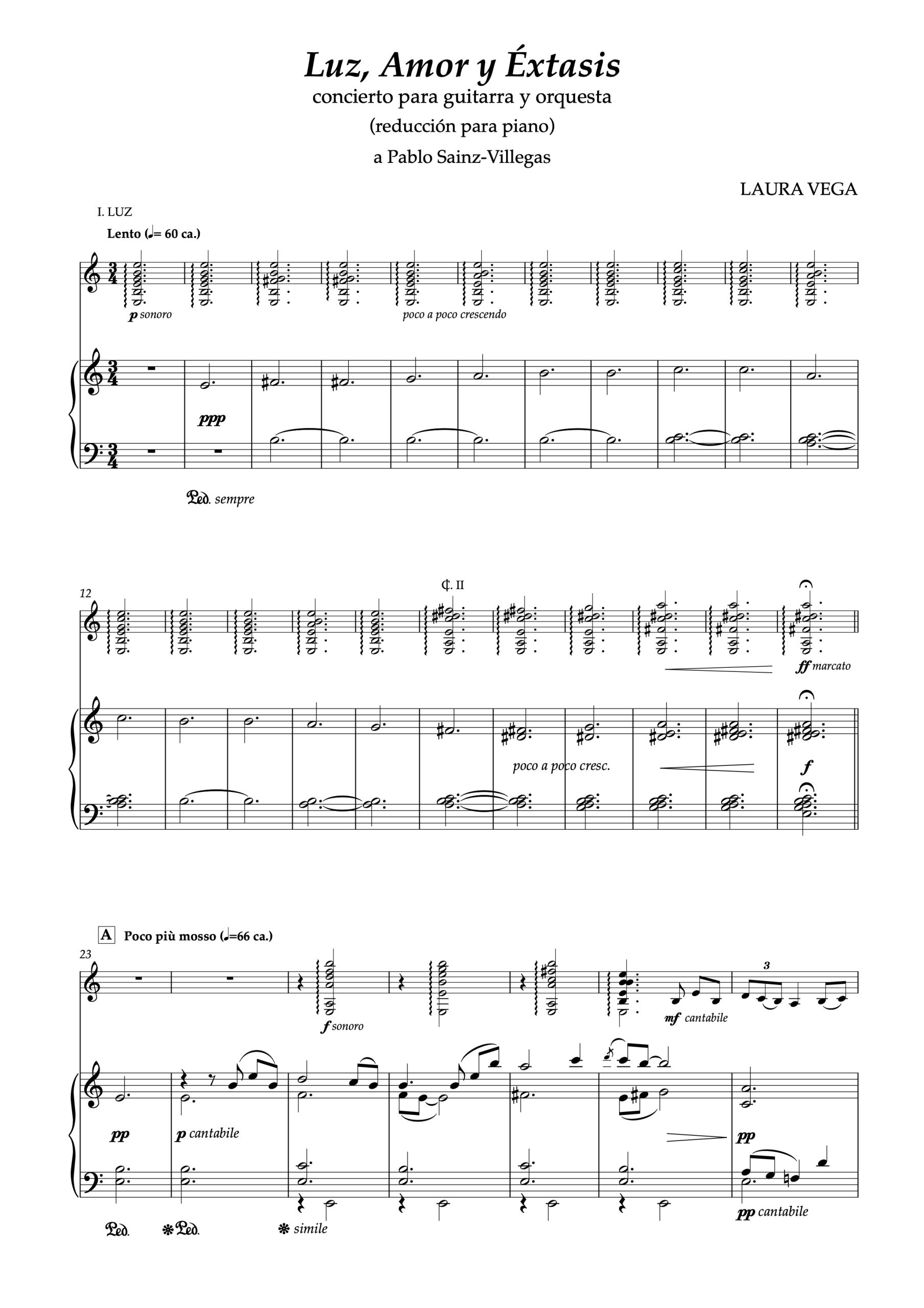Luz, Amor y Éxtasis, concierto para guitarra y orquesta (parte guitarra + reducción piano) - Imagen 3