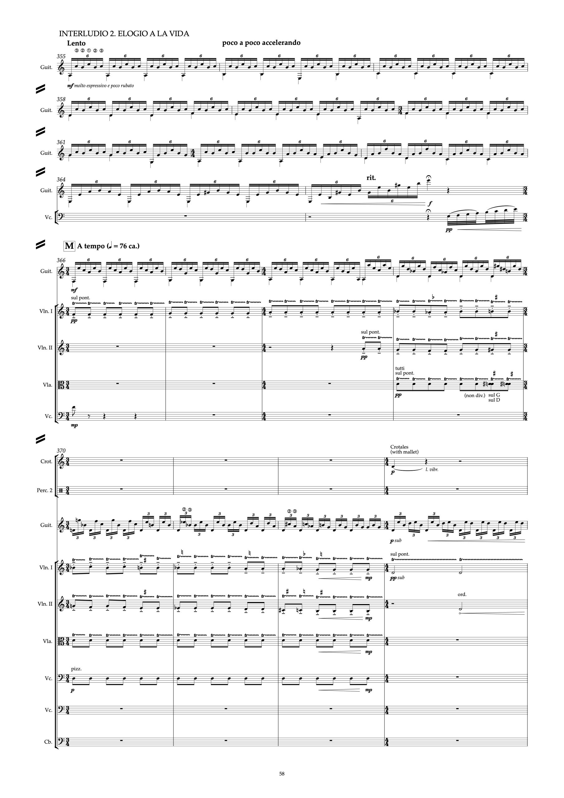 Luz, Amor y Éxtasis, concierto para guitarra y orquesta (partitura general) - Imagen 6