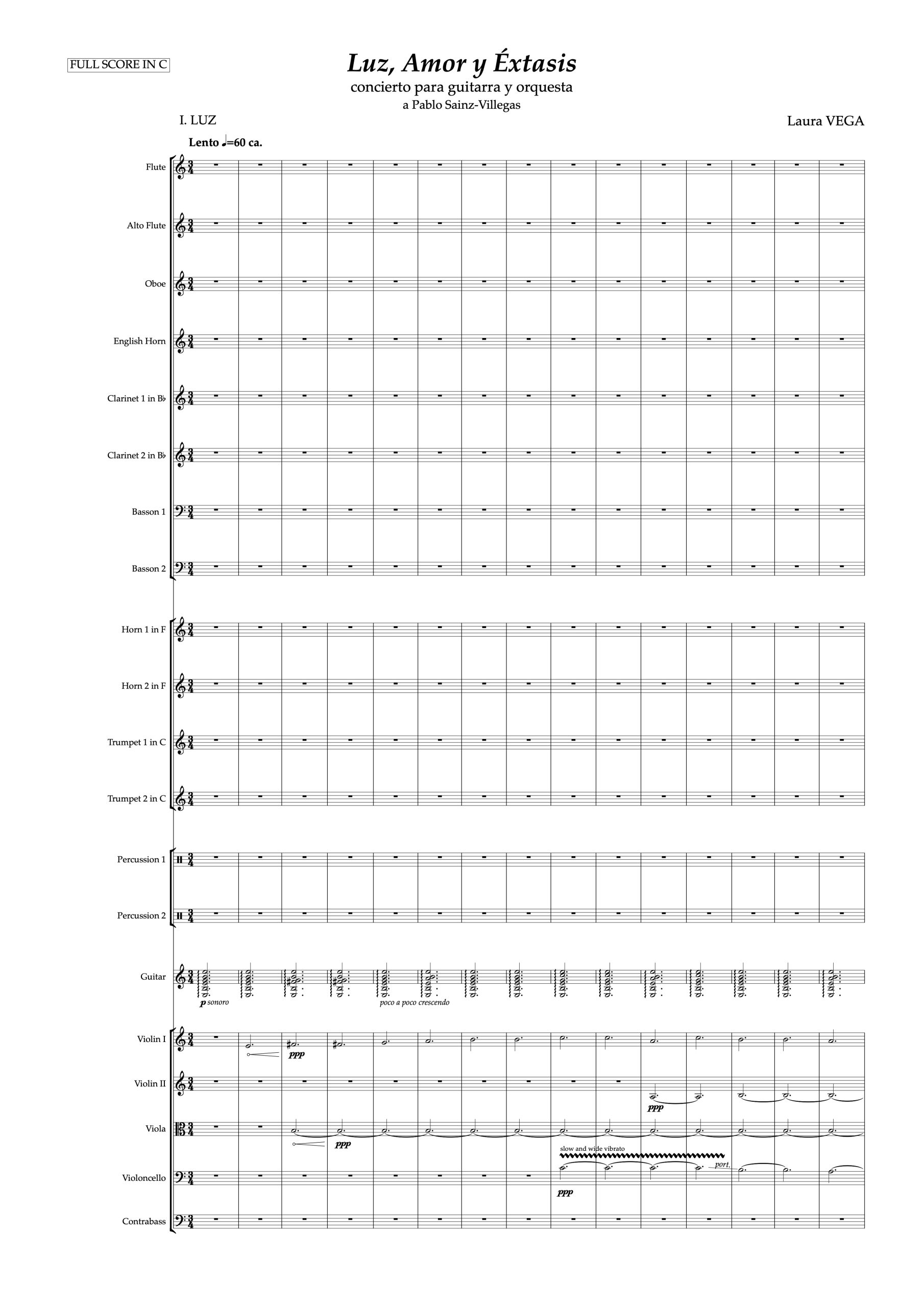 Luz, Amor y Éxtasis, concierto para guitarra y orquesta (partitura general) - Imagen 3